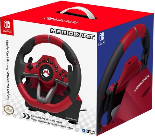 Hori - Red and Black Super Mario Kart Edition Nintendo Switch Deluxe Pro Video Game Racing Wheel