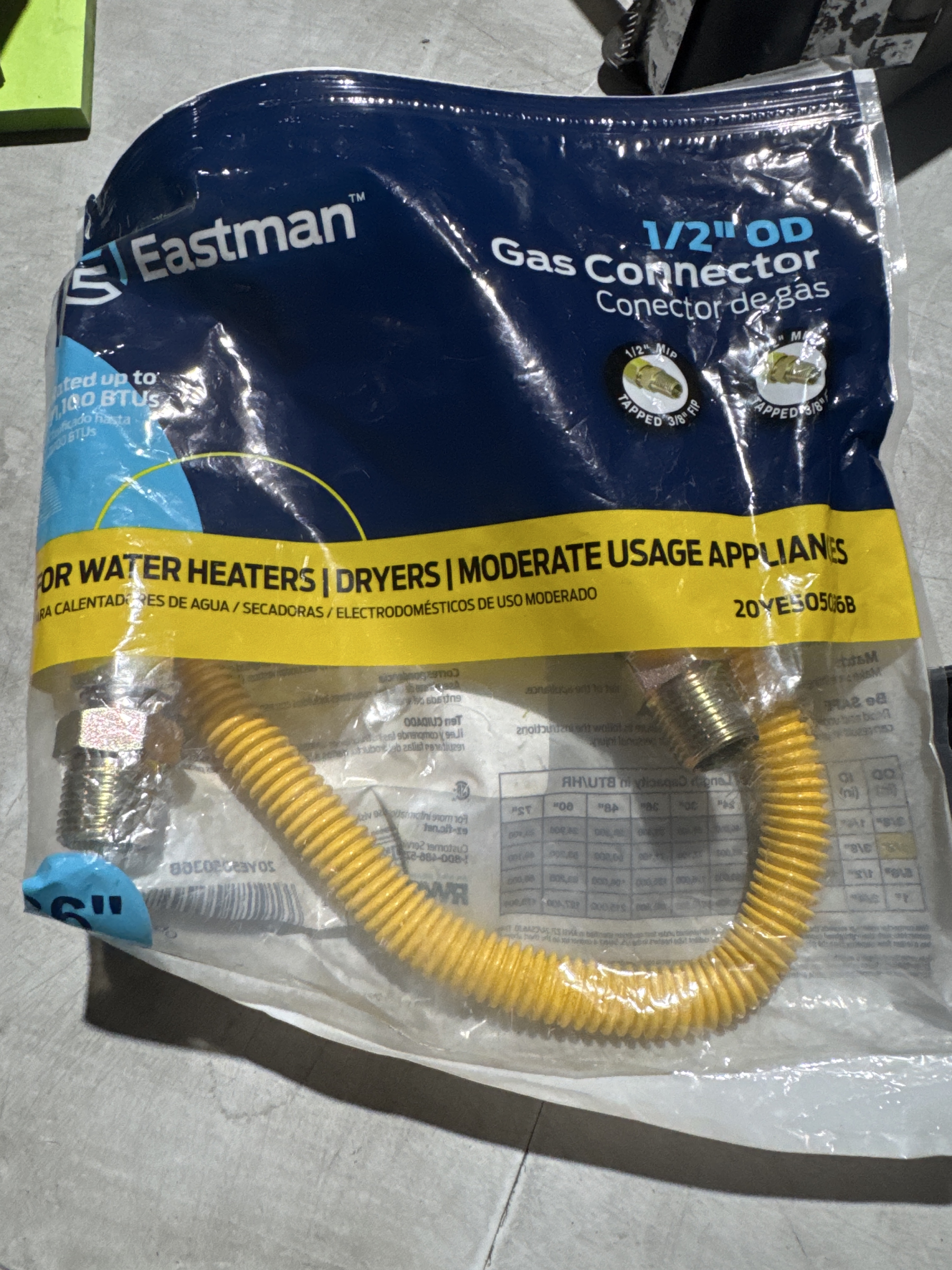 Eastman 20BE52515024K Gas Log Connector & Installation Kit - Quantity 1