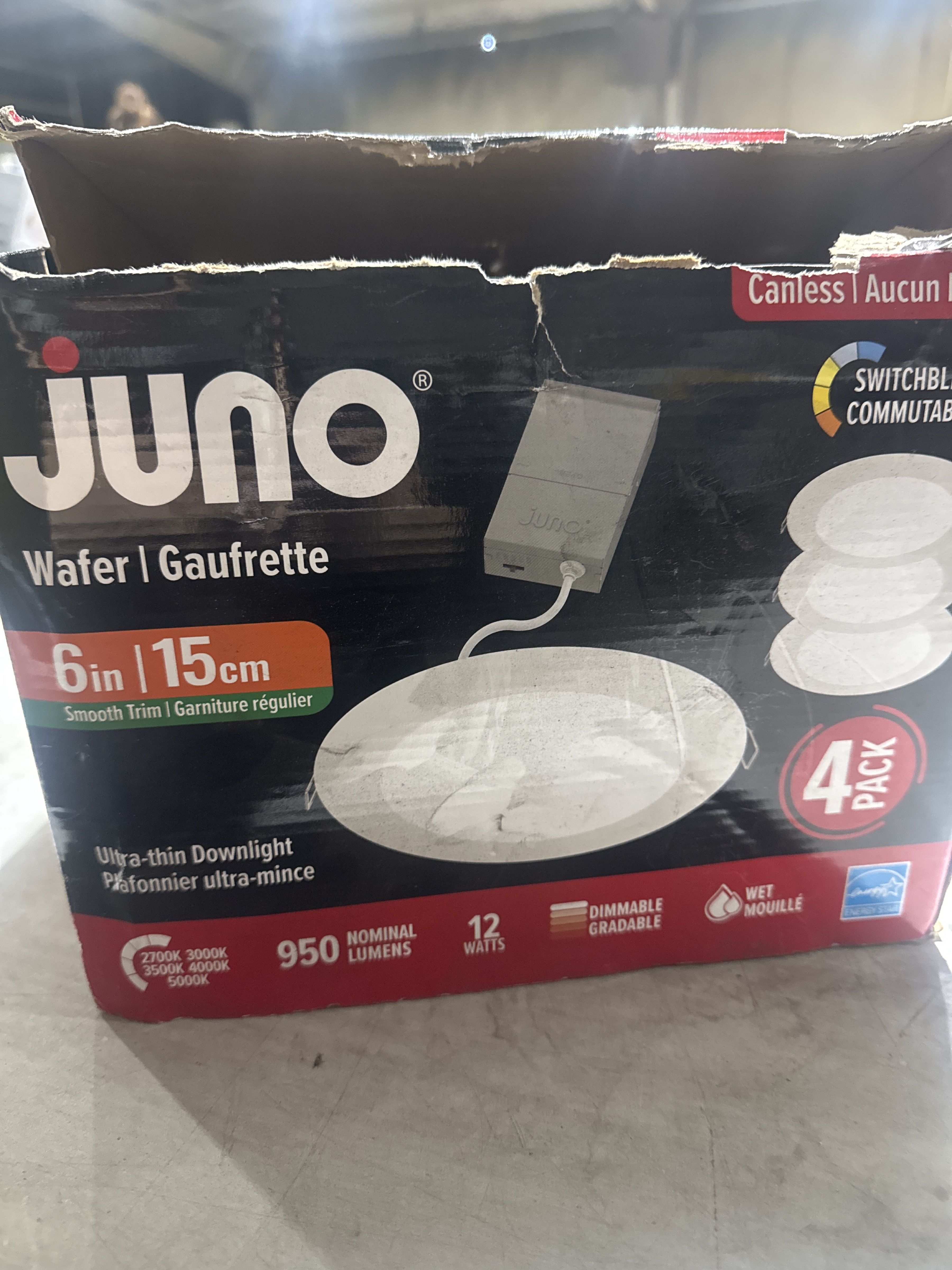 4-Pack Contractor Select WF6 6 in. Selectable CCT Ultra Slim Canless Integrated LED White Recessed Light Trim