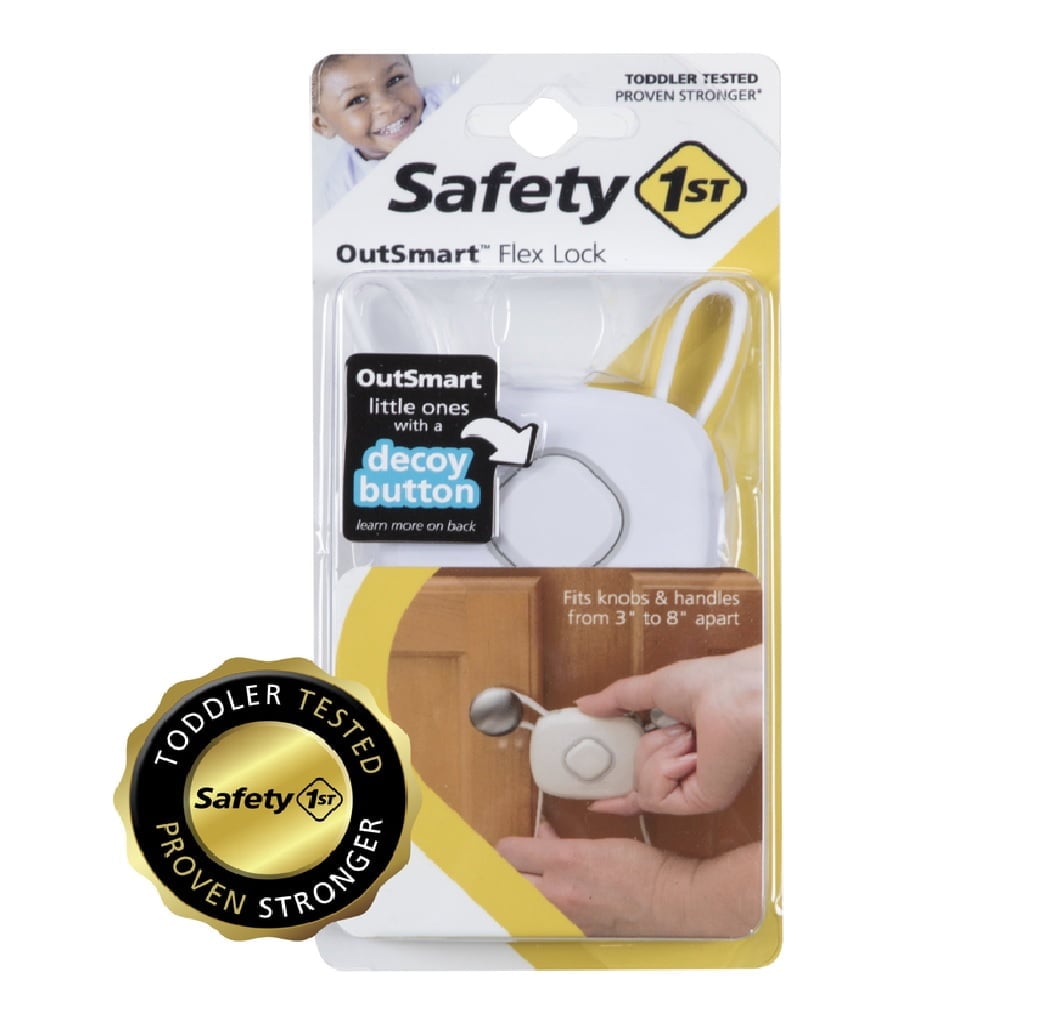 Safety 1st Outsmart Flex Child Safety Lock: Non-Adhesive Plastic, Tool-Free Assembly, Pressure-Mounted, Integrated Locking Mechanism