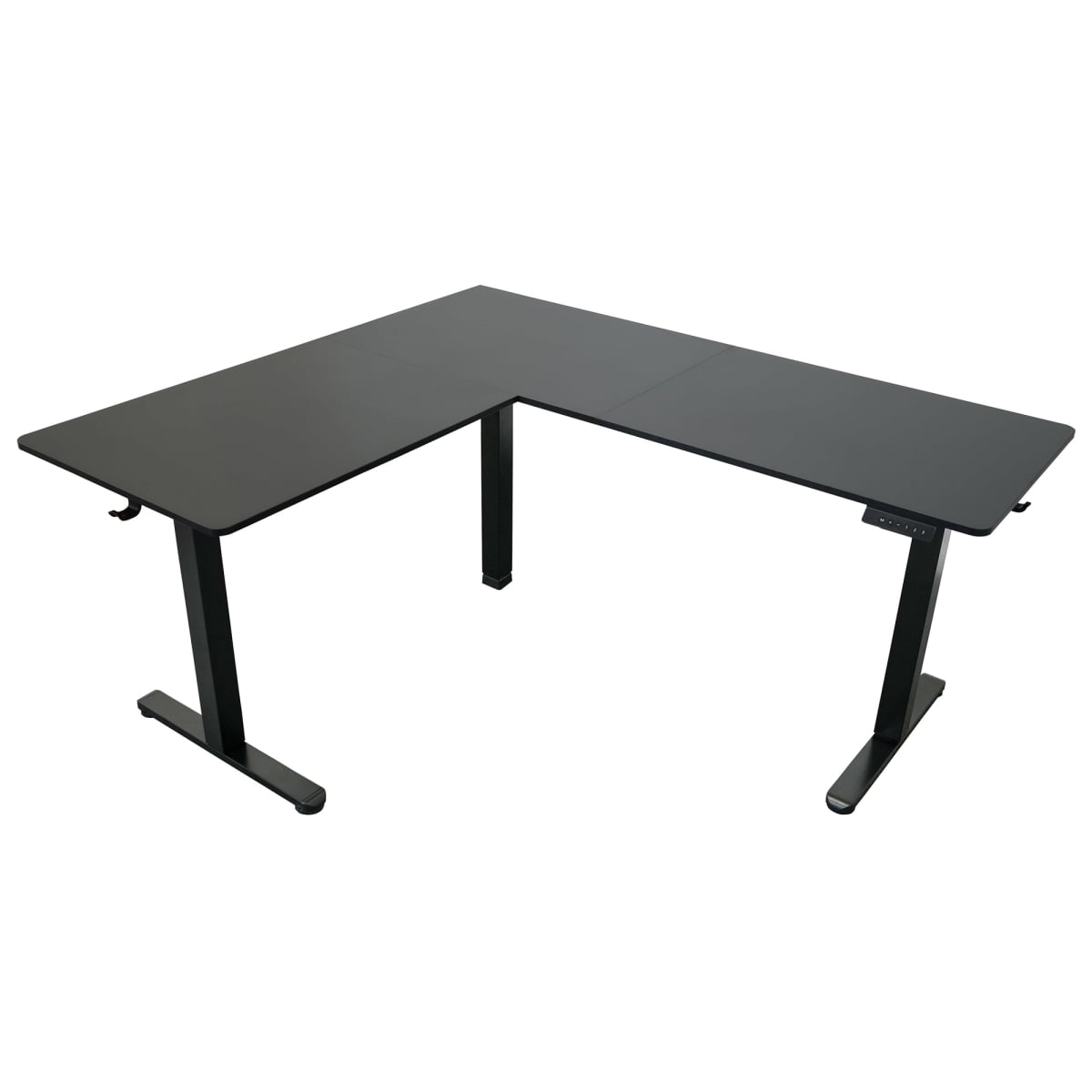 63 in. Black L-Shaped Electric Standing Desk with 3-Memory Height Settings and 2-Accessory Hooks