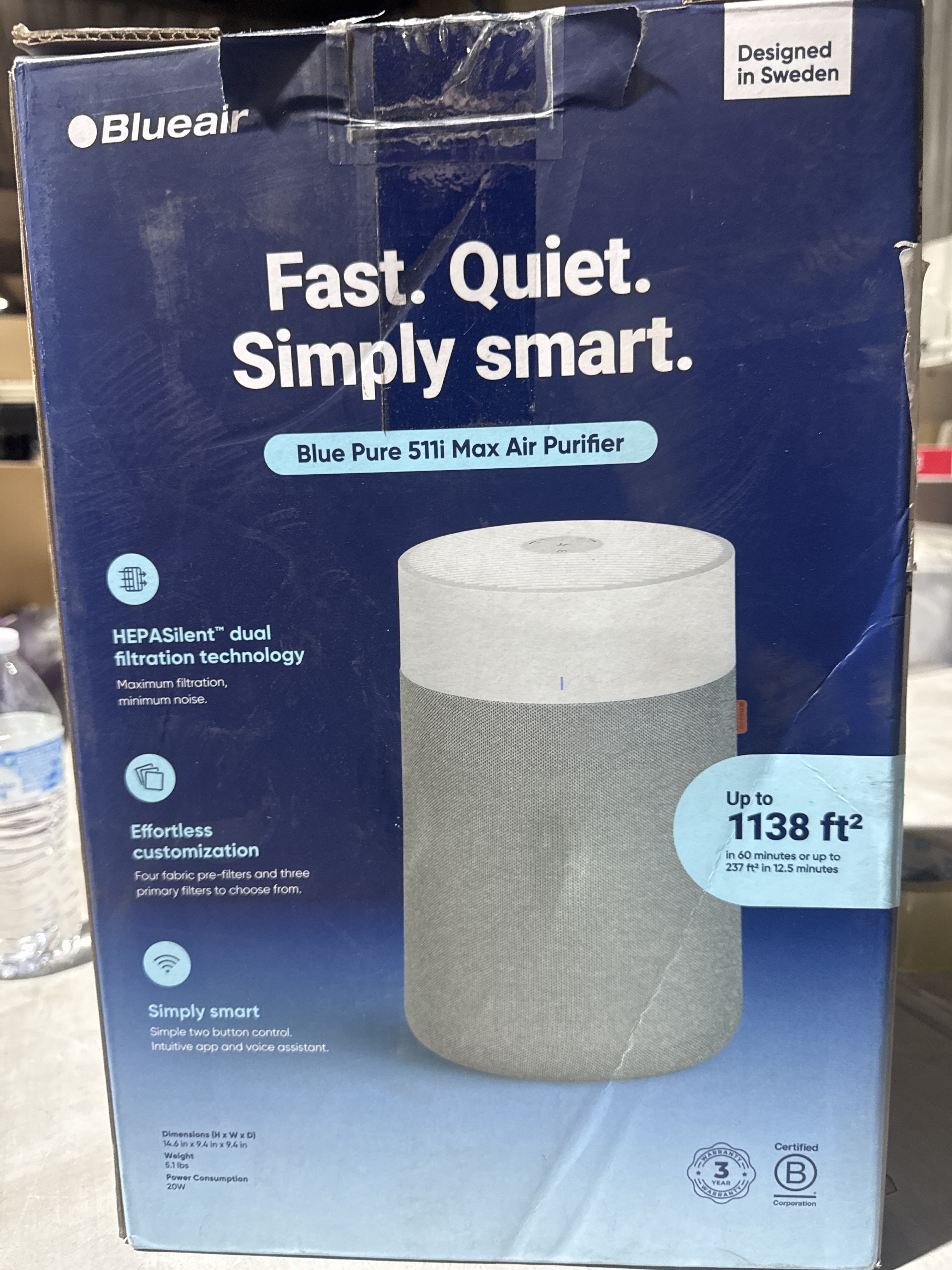 Blueair Blue Pure 511i Max HEPA Silent Air Purifier for Small Rooms up to 1138 sq ft