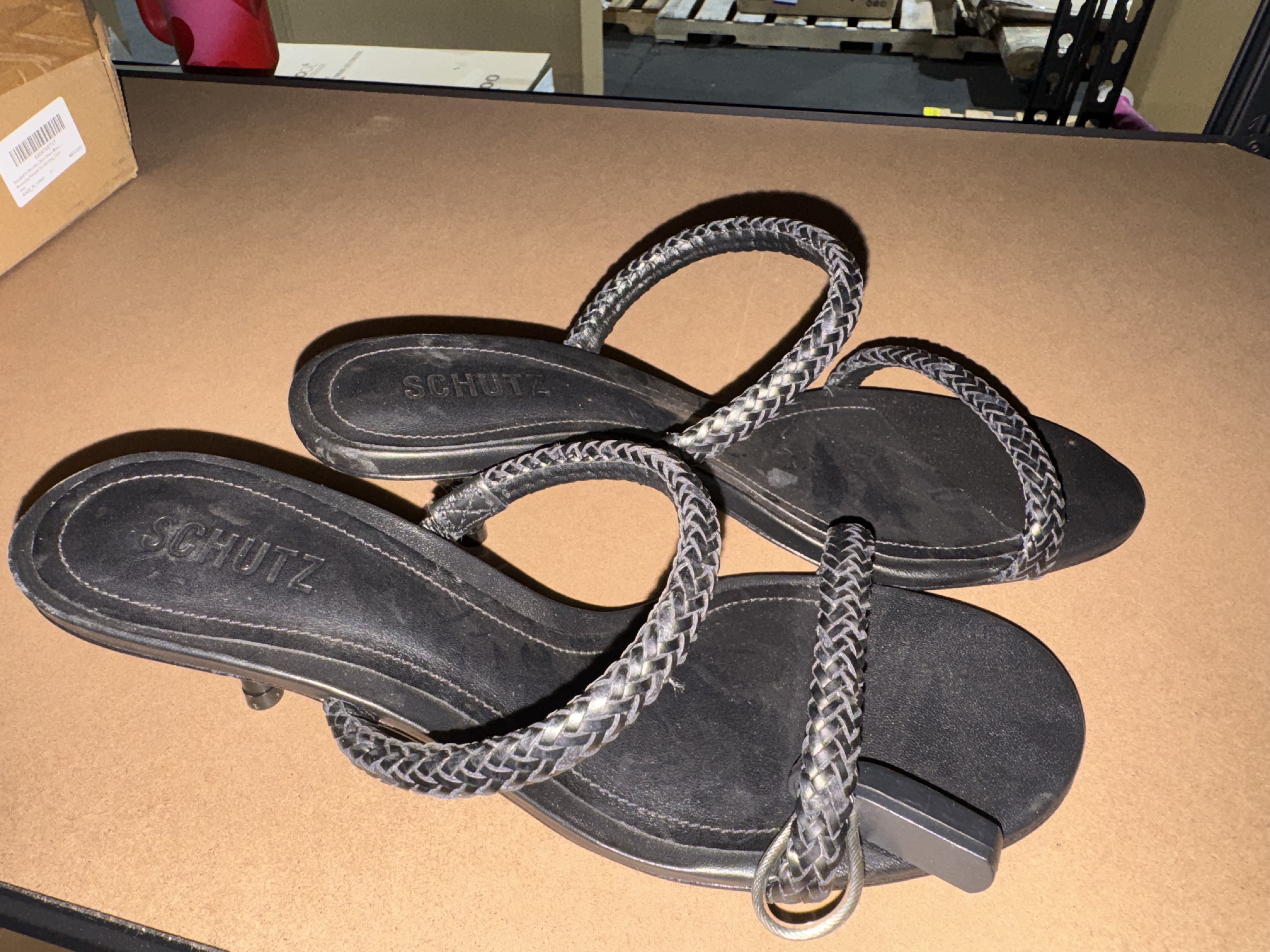 Women's Stylish Black Open Round Toe Braided Decor Mule Heels 9.5 SCHULTZ