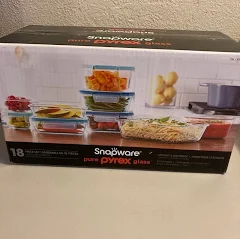 New Snapware Pyrex 18-piece Glass Food Storage Set, Airtight, Leak-Proof