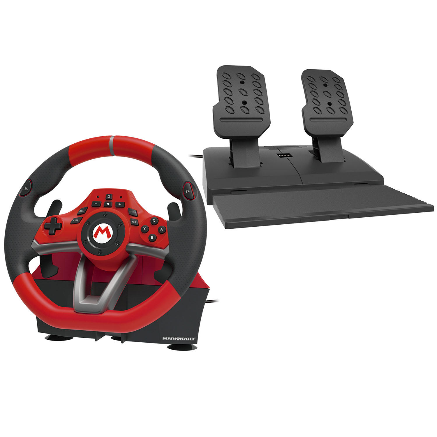 Hori - Red and Black Super Mario Kart Edition Nintendo Switch Deluxe Pro Video Game Racing Wheel