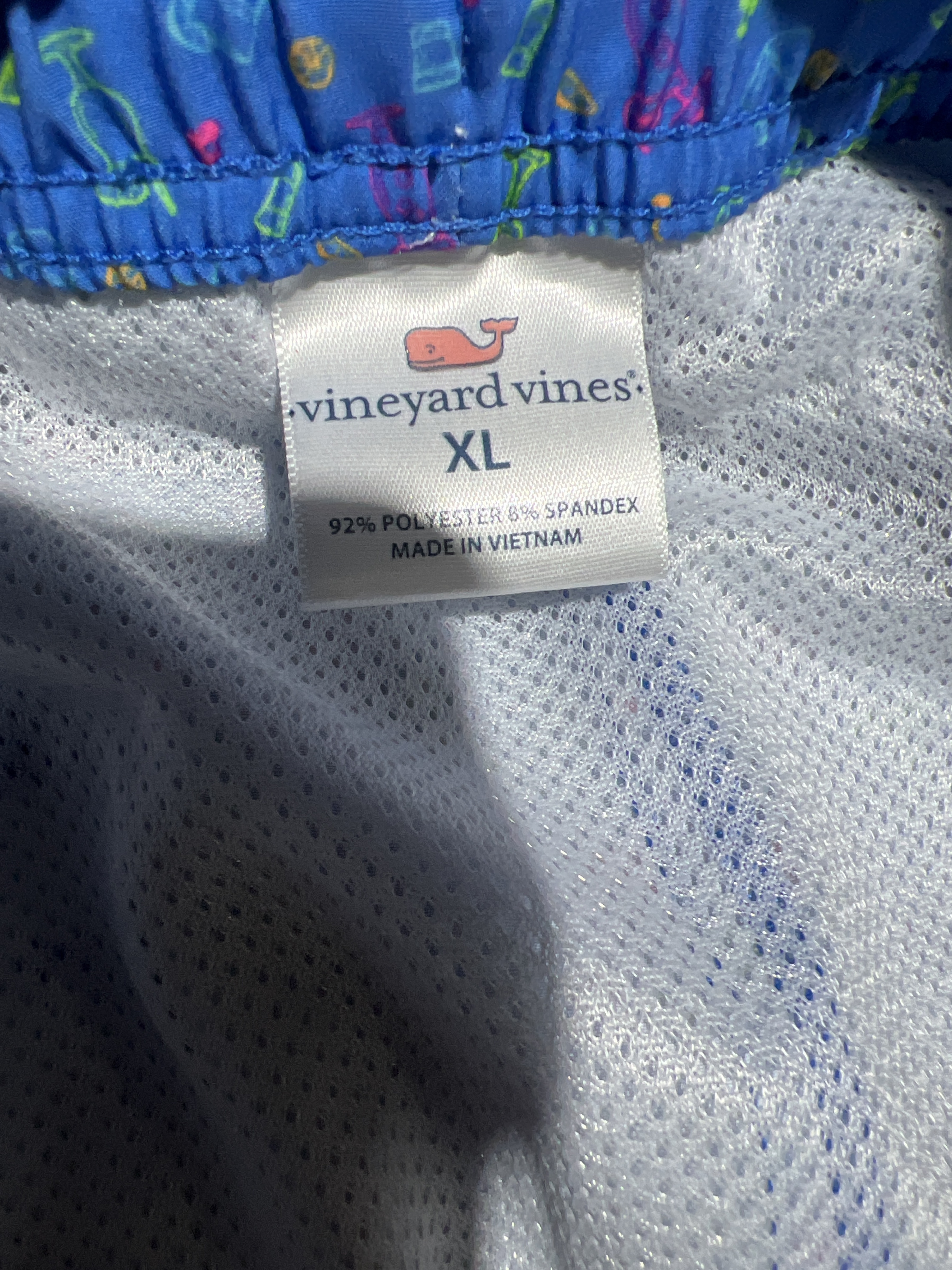 Vineyard Vines Mens XL Blue Cocktail Print Chappy Swim Trunks